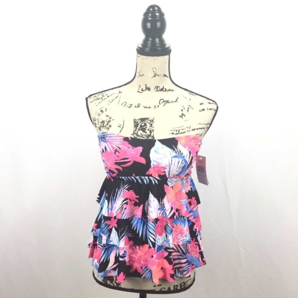 New Island Escape 6 Bandini Swim Top Black Floral